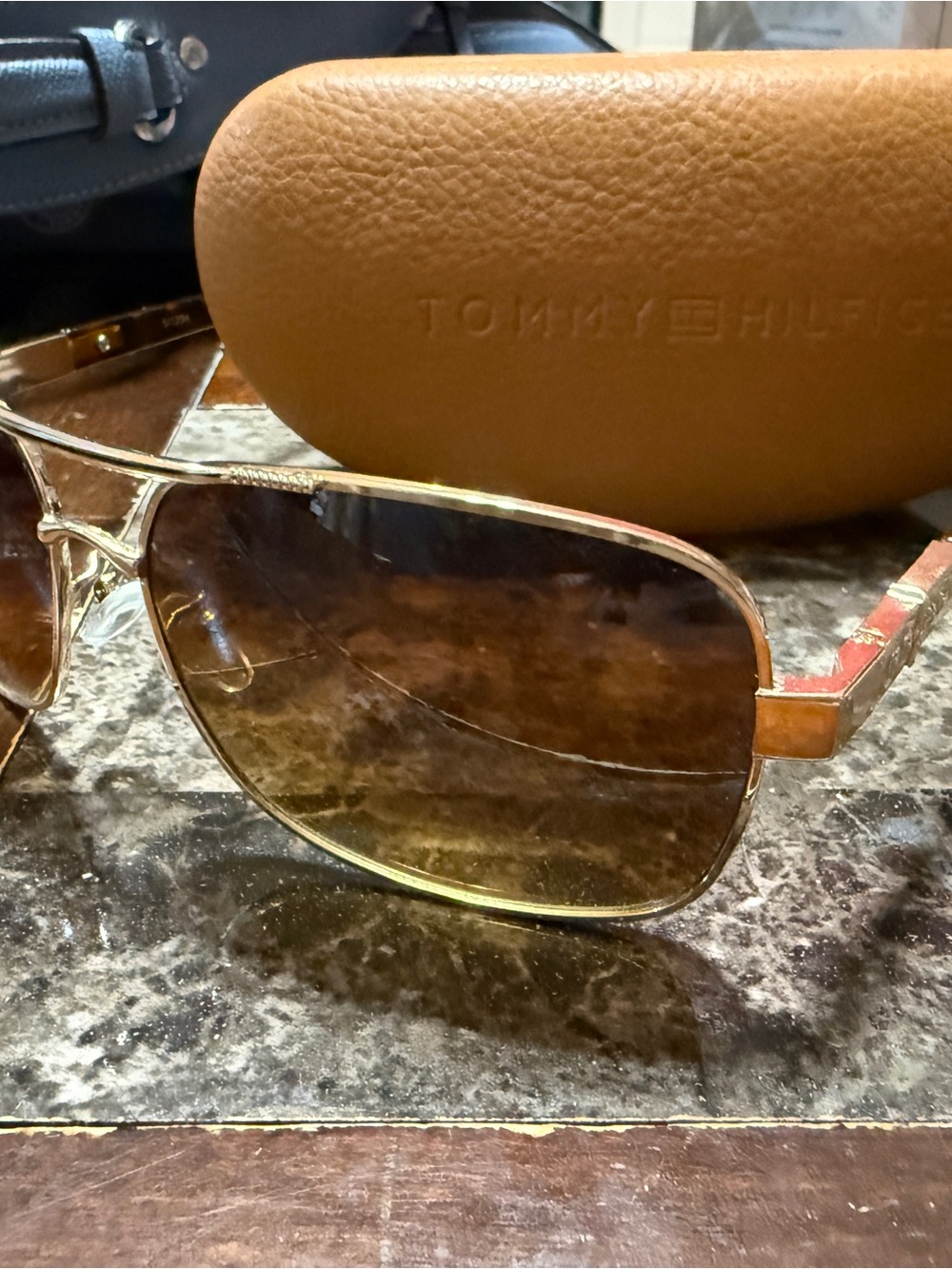 Tommy Hilfiger Gold Frame Sunglasses with Brown Lenses